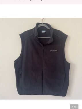 Columbia Black Fleece Vest with Blue Trim
